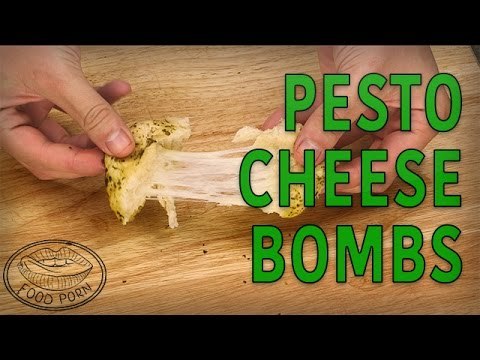 These Snacks are EVERYTHING: Pillsbury Biscuit Pesto Cheese Bombs #foodporn