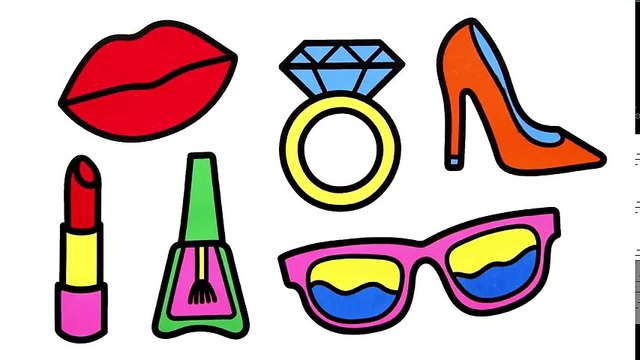 Как Нарисовать Аксессуары для Девочки - Помада, Лак для Ногтей, Очки, Губы