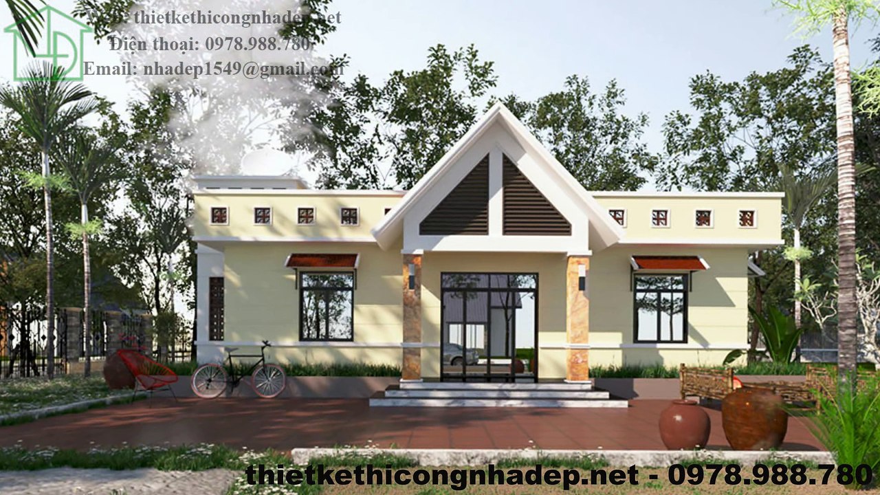 Mẫu biệt thự vườn 1 tầng mái bằng tại Phú Thọ