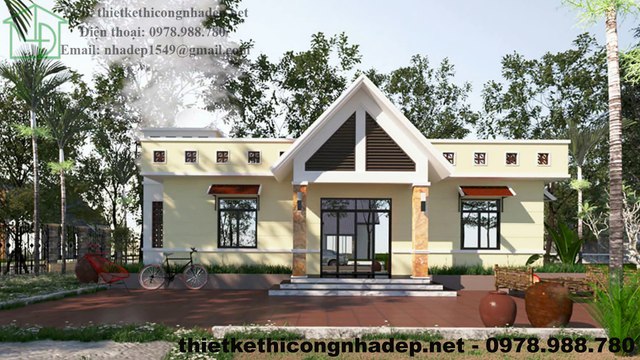 Mẫu biệt thự vườn 1 tầng mái bằng tại Phú Thọ