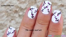 FLORAL NAILS - Purple & White Striping Brush & DOTTING TOOL NAIL ART-jCXs6mBZag8