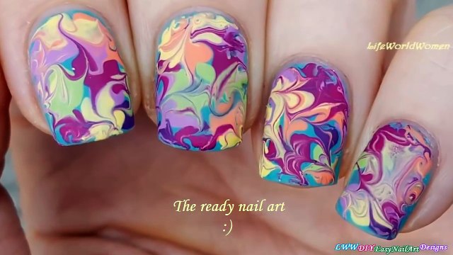 MATTE NAILS #1 - Colorful DRY MARBLE NAIL ART Using Needle-UCfVx_qHQlM