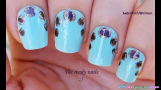 TOOTHPICK NAIL ART #23 _ Baby Blue Nails With Sparkle Leopard Design-2N27yZZRC2g
