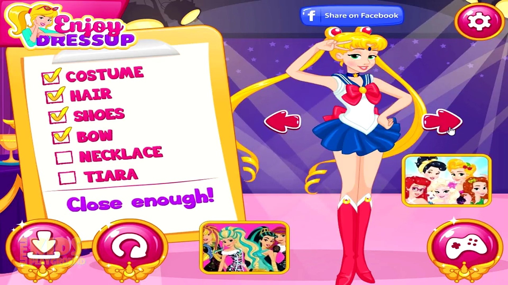 disney princess sailor moon dress up game Disney Princess Elsa Rapunzel Ariel Snow White as Sailor Moon Cosplay  Challenge Dress Up Kids Game-G93LtN3829U