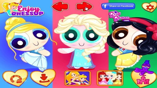 Powerpuff Girls as Disney Princess Elsa Anna Rapunzel Ariel Snow White Jasmine _ Dress Up Game-eXwUmrKtvQ4