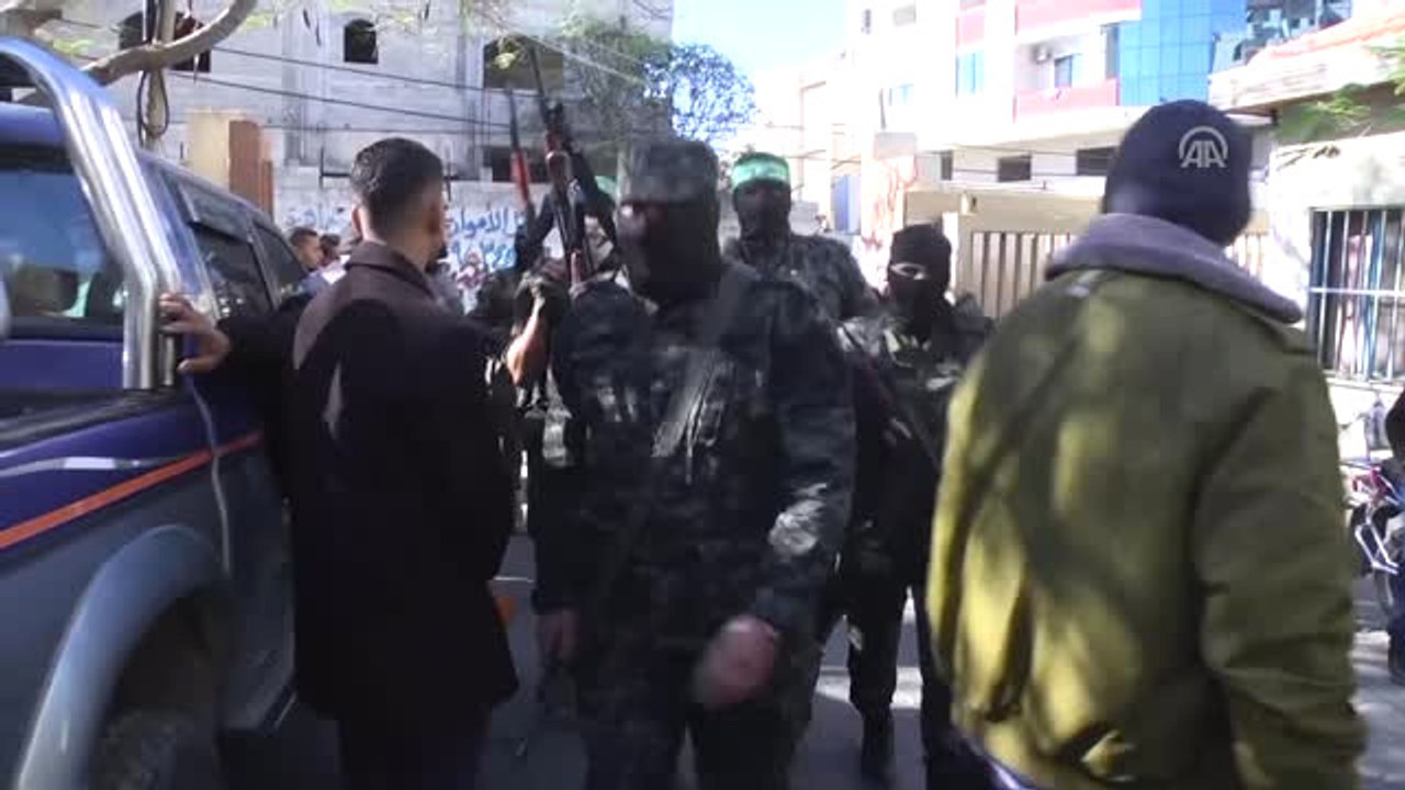 İsrail'in Hava Saldırılarında Şehid Olan Kassam Tugayları Mensubu Atl ve Safedi'nin Cenaze Töreni