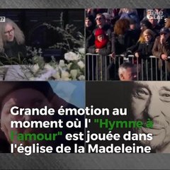 Grande émotion au moment où l' "Hymne à l’amour" est jouée dans l'église de la Madeleine