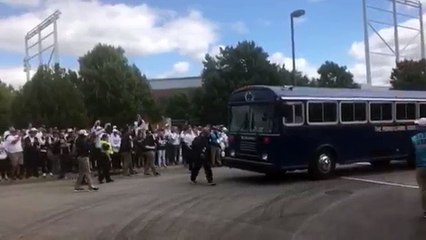 Penn State arrives at Beaver Stadium for its game against Pitt