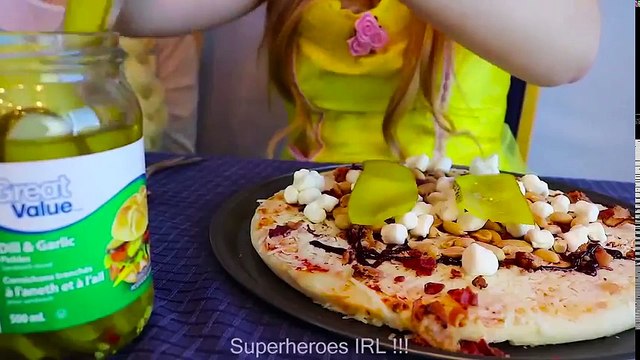 #4Frozen Elsa & Belle PIZZA CHALLENGE w Spiderman Joker Valentine's Day Fun Superhero in real life (2) | Superheroes | Spiderman | Superman | Frozen Elsa | Joker