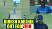 India vs SL 1st ODI: Dinesh Karthik dismissed for a duck, host lose 3rd wicket under 10 overs