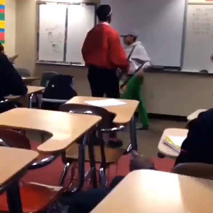 Girl Hit With a Stool During a Classroom Fight