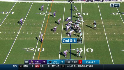 Cam Newton throws outstanding back-shoulder pass to Devin Funchess for 22 yards