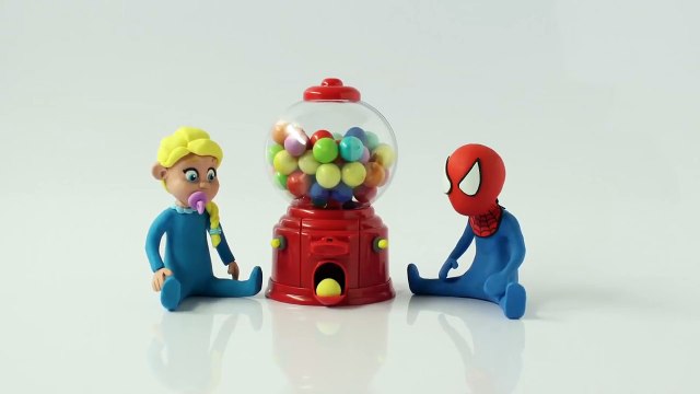 Elsa & Spiderman Crybaby Bubble Gum Gumball Machine Frozen Play Doh Cartoons Stop Motion-6nnHnfeLkzc