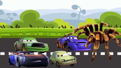 Disney Cars 3 Giant Spider vs McQueen Jackson Storm Sally Carrera Finger Family to Learn Colors-C4VSFCNaD-8