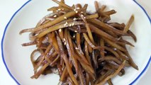 우엉조림 만들기 burdock root boiled in soy sauce 밑반찬만들기 koreanfood-mUsv55RXLVk