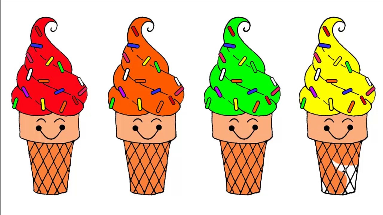 Learning Colors with ICE CREAM Coloring Page - Learn Colors for Kids Rainbow Ice Cream Coloring Book-3oDeIhJHqIA