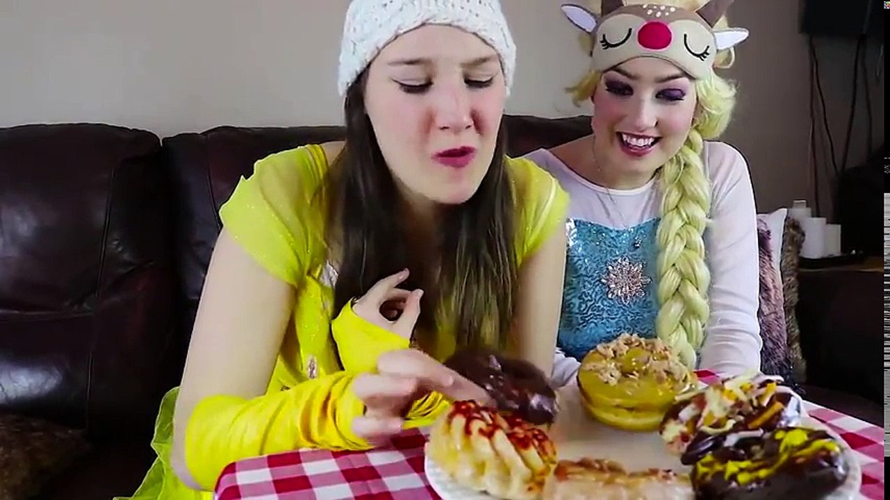 #14 Frozen Elsa & Belle DONUT CHALLENGE w  Spiderman Joker Maleficent Makeup Attack Fun in real (2) | Superheroes | Spiderman | Superman | Frozen Elsa | Joker