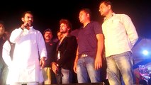 Tej Pratap Yadav with Khesari Lal Yadav in a Bhojpuri Stage Show