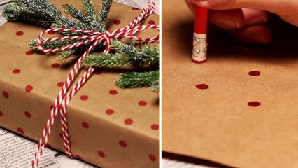 Polka Dot Gift Wrap Made From a Brown Paper Bag
