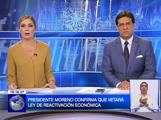 Presidente Moreno confirma que vetará ley de reactivación económica
