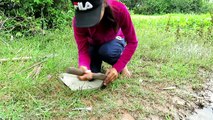 Beautiful Girl Make Crocodile Trap Using Paiute Deadfall Trap - Crocodile Trap in Cambodia Work 100%