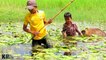 Terrifying! Two Brave Boys Catches Crocodile While Fishing - How To Catch Crocodile in Cambodia