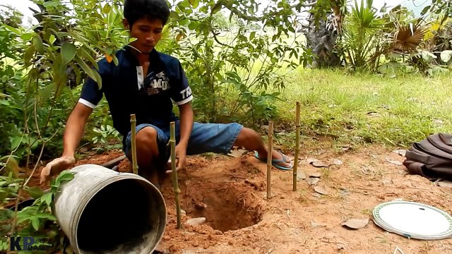 Amazing Quick Rabbit Trap Using Plastic Buckets & Easy Deep Hole - How To Make Rabbit Trap Work 100%