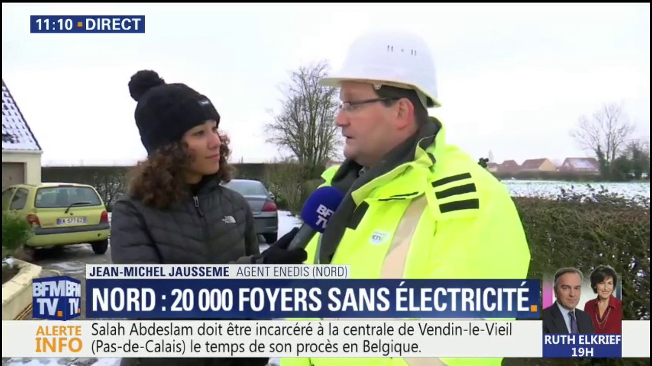 Foyers sans électricité dans le Nord: "L'objectif est que tout le monde retrouve le courant ce soir" selon Enedis