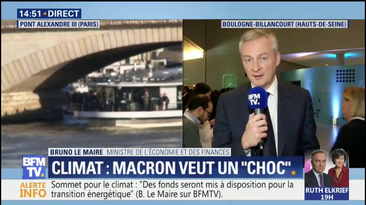 One Planet Summit: "La finance verte est décisive pour la lutte contre le changement climatique", estime  Bruno Le Maire