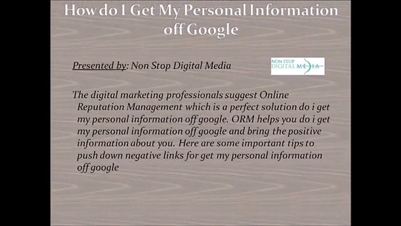 How do I Get My Personal Information off Google
