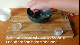 Homemade Rice flour soap with Green tea leaves for spotless,crystal clear skin - Skin whitening soap