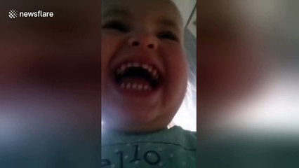 Baby runs away with mother's phone and records herself