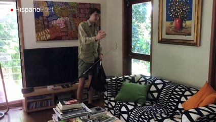 Iba a sentarse en el sofá de su casa, pero ya una pitón había ocupado su asiento