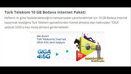 Türk Telekom Bedava İnternet 2018