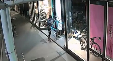 Bike Thief Smashes Through Shop Window