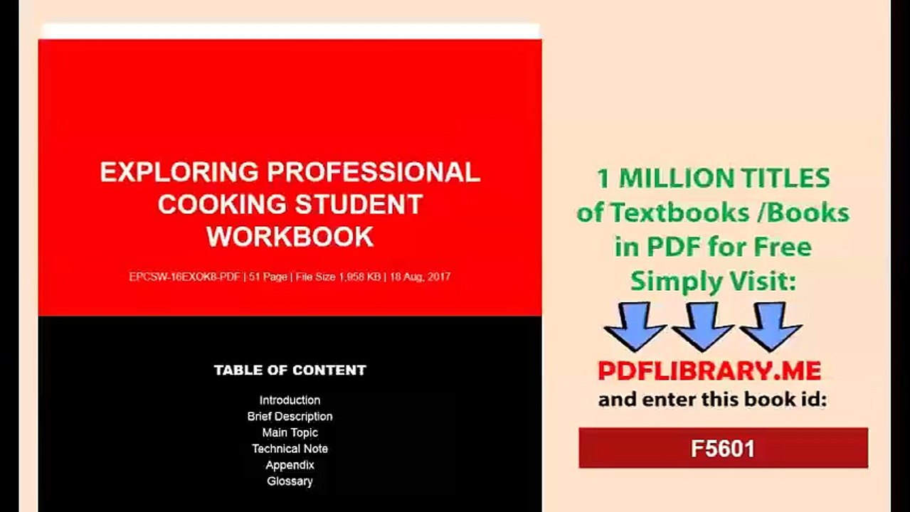Exploring Professional Cooking Student Workbook