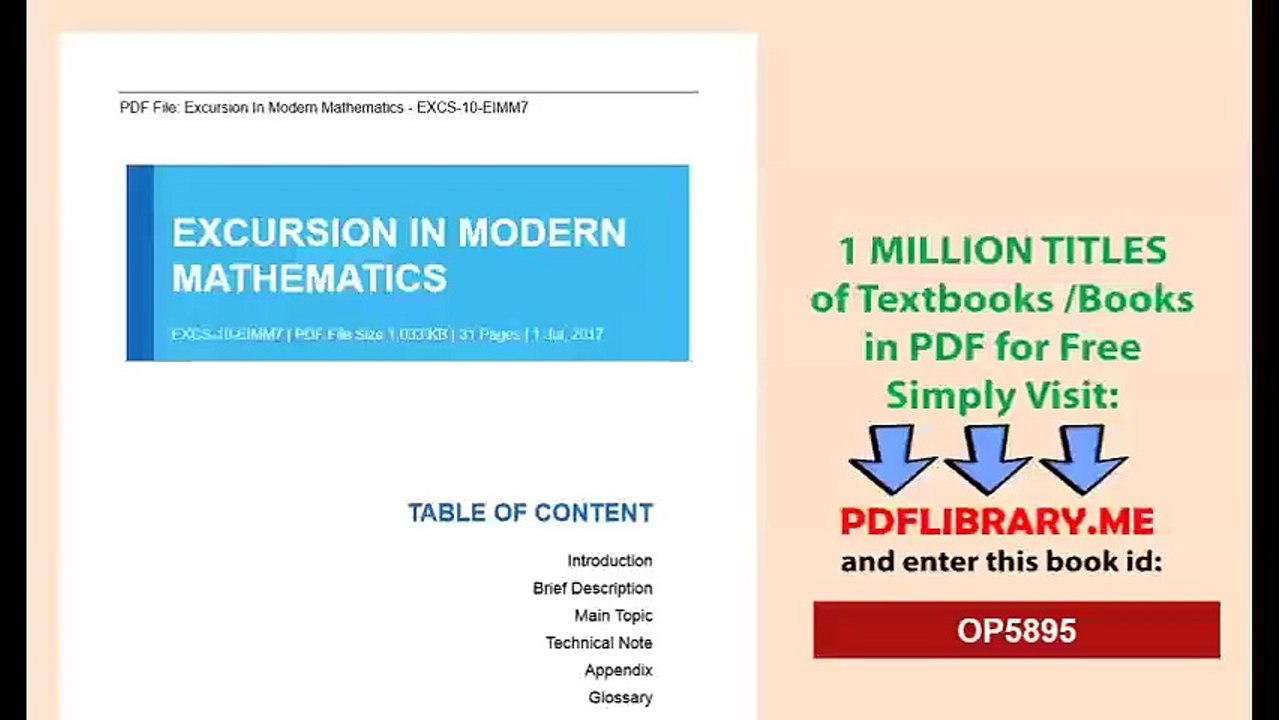 Excursion In Modern Mathematics