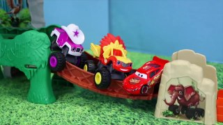 Blaze and the Monster Machines and Disney Cars Lightning and Mater Race the Animal Island Speedway