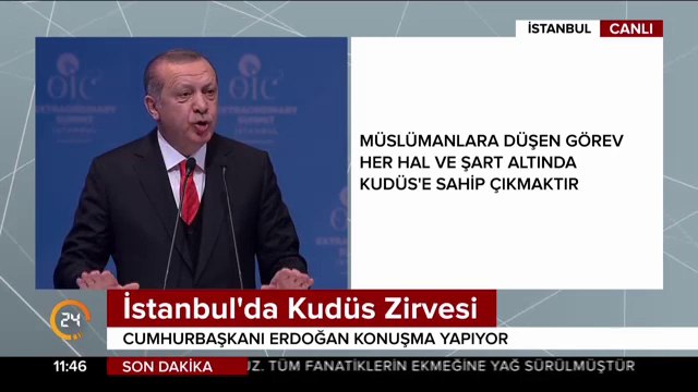 Cumhurbaşkanı Erdoğan: Kudüs bizim kırmızı çizgimizdir
