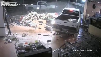 Rentrer en 4x4 dans un supermarché... pour voler le distributeur de billets !