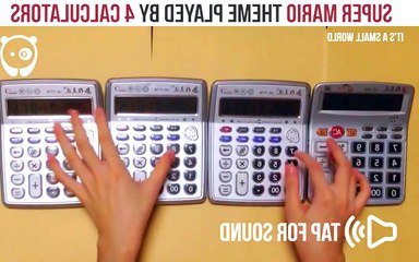 Super Mario theme played by 4 calculators