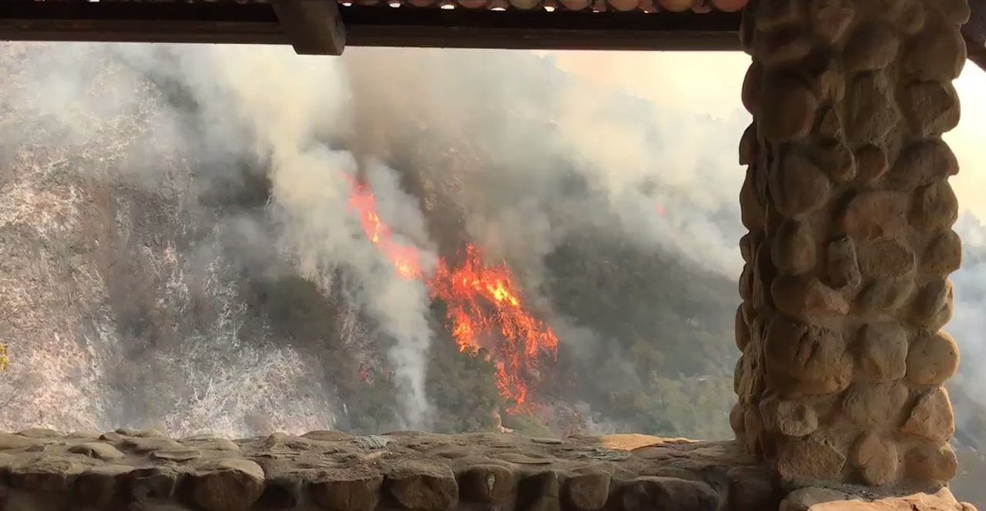 Thomas Fire Blazes Along Steep Hillside Near Montecito