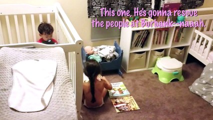 This little girl makes up a story for her baby brother, and it's hilarious