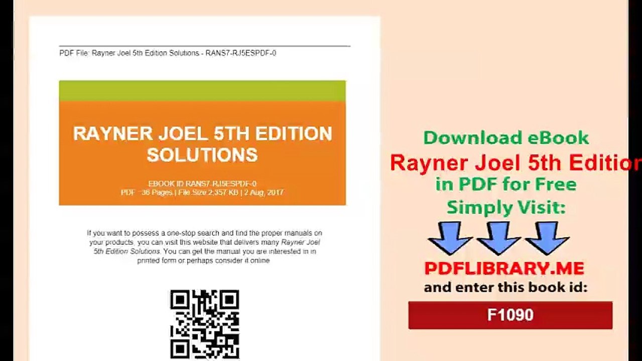 [PDF] Rayner Joel 5th Edition Solutions [D0WNL04D]