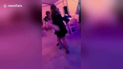 Couple fall into table during Dirty Dancing choreography attempt