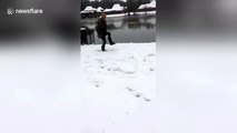 Invisible box challenge on snow goes terribly wrong