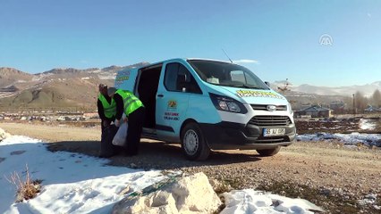 Donan Sıhke Gölü'ne hayvanlar için yem bırakıldı - VAN