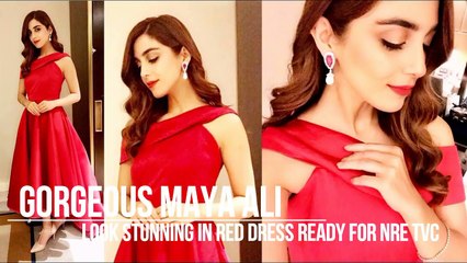 Maya Ali Look Gorgeous in Red Dress To Ready For New TVC