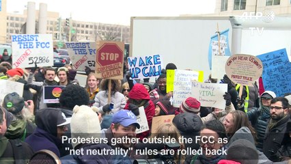 Demonstration outside FCC as 'net neutrality' is rolled back