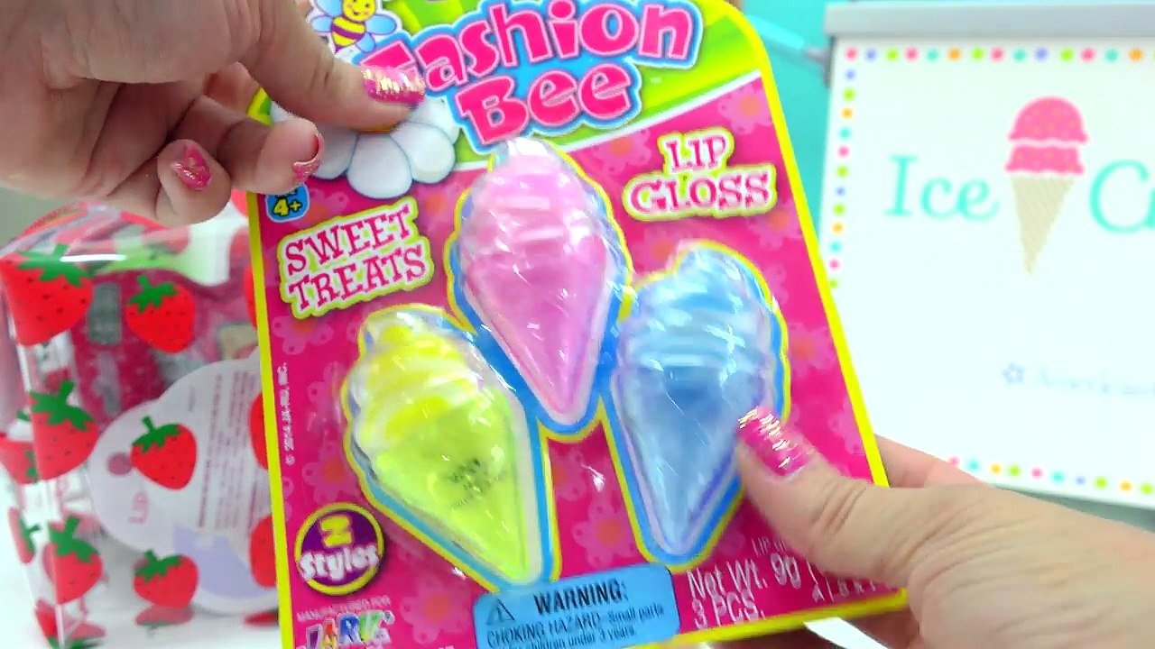 Cute Mini Scented Ice Cream   Cupcake Lip Gloss Makeup Haul with American Girl Doll-SNYyN9nBd14
